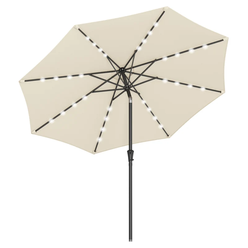Parasol de Jardín con Luces LED Sombrilla Protección UPF50+ Inclinable