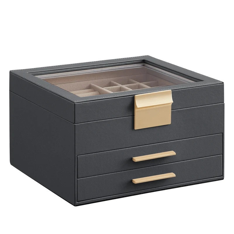 Caja Joyero con Tapa de Cristal