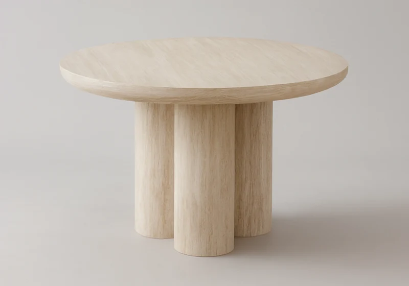 Table basse ronde effet travertin - Lumia