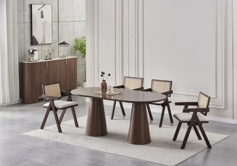 Table à manger ovale noyer design - Monza