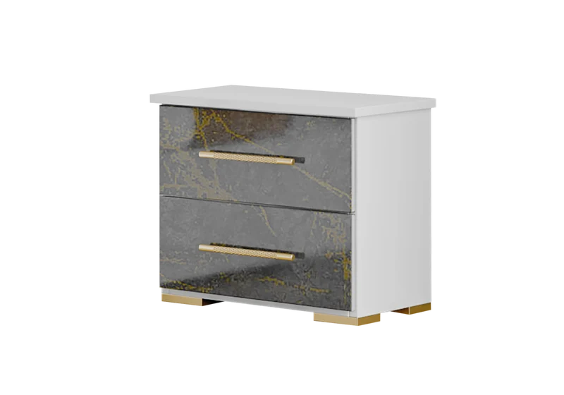 Chambre complète marbre gris doré LED – AMIRA
