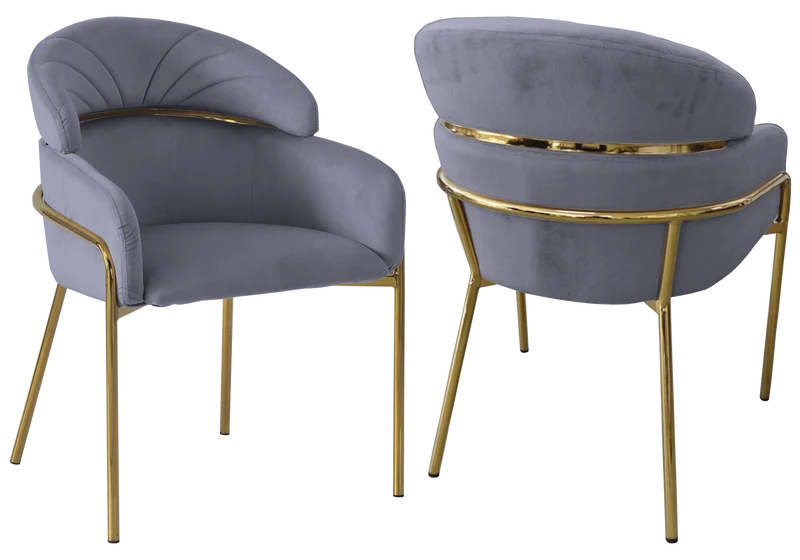 Ensemble table marbre blanc et 4 chaises grises - Leon