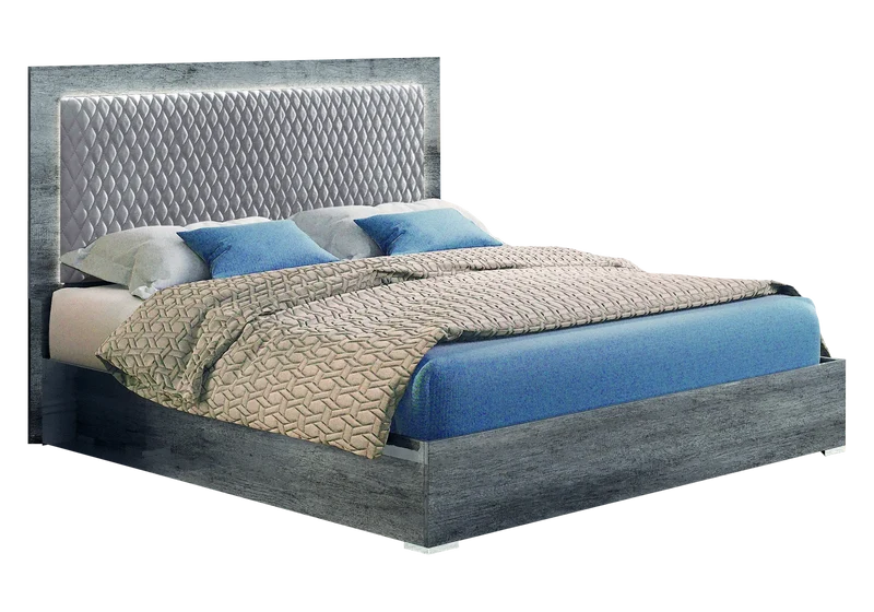 Chambre complète capitonnée bois gris foncé – LUNA