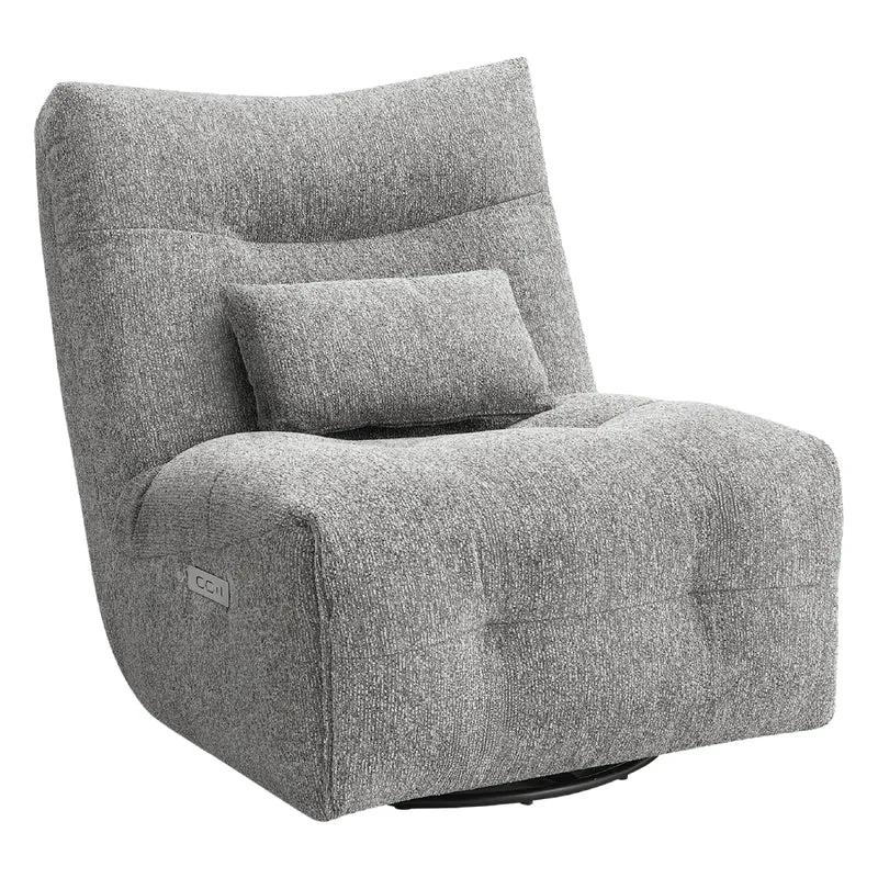 Fauteuil berçant, pivotant et motorisé en tissu avec massage chauffant et port USB intégré