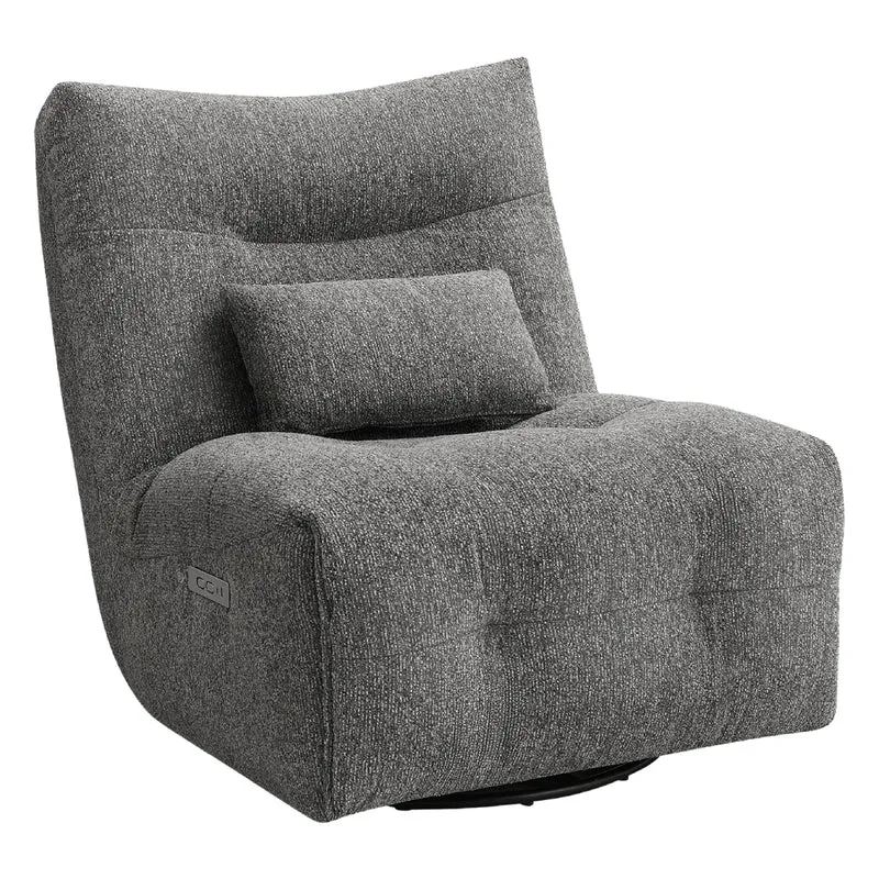 Fauteuil berçant, pivotant et motorisé en tissu avec massage chauffant et port USB intégré