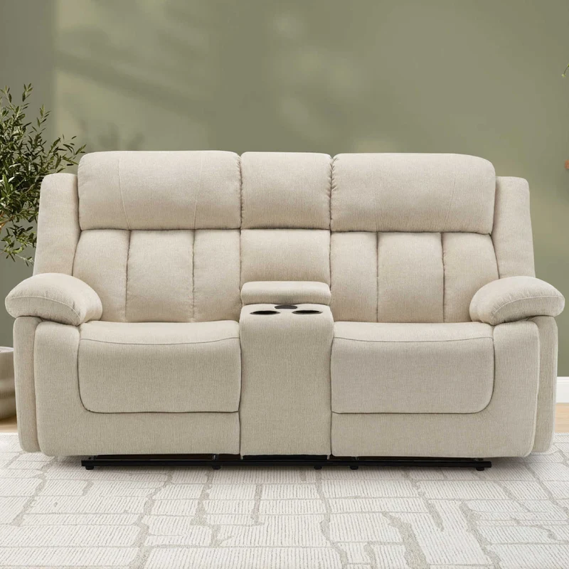 Causeuse motorisée en tissu avec console et ports USB intégrés