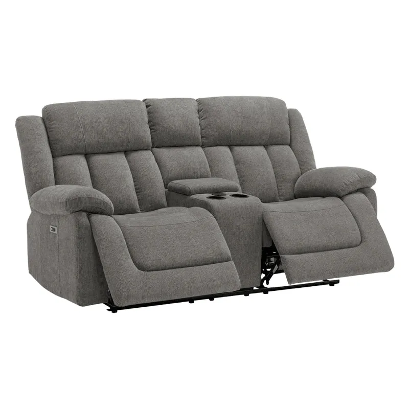 Causeuse motorisée en tissu avec console et ports USB intégrés