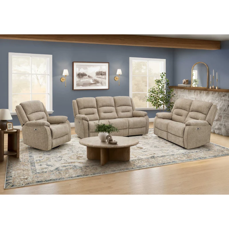 Sofa motorisé en tissu avec ports USB intégrés