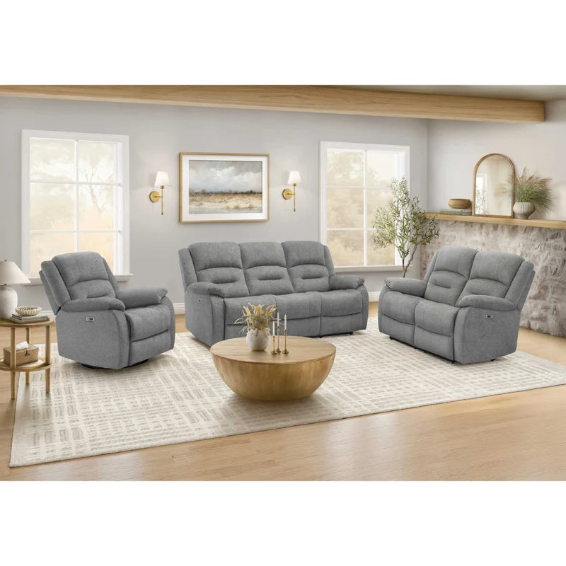 Sofa motorisé en tissu avec ports USB intégrés