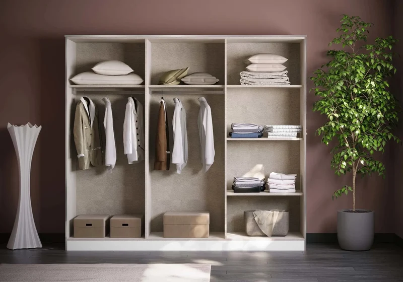Chambre complète noir et blanc laqué LED moderne – NOEMI