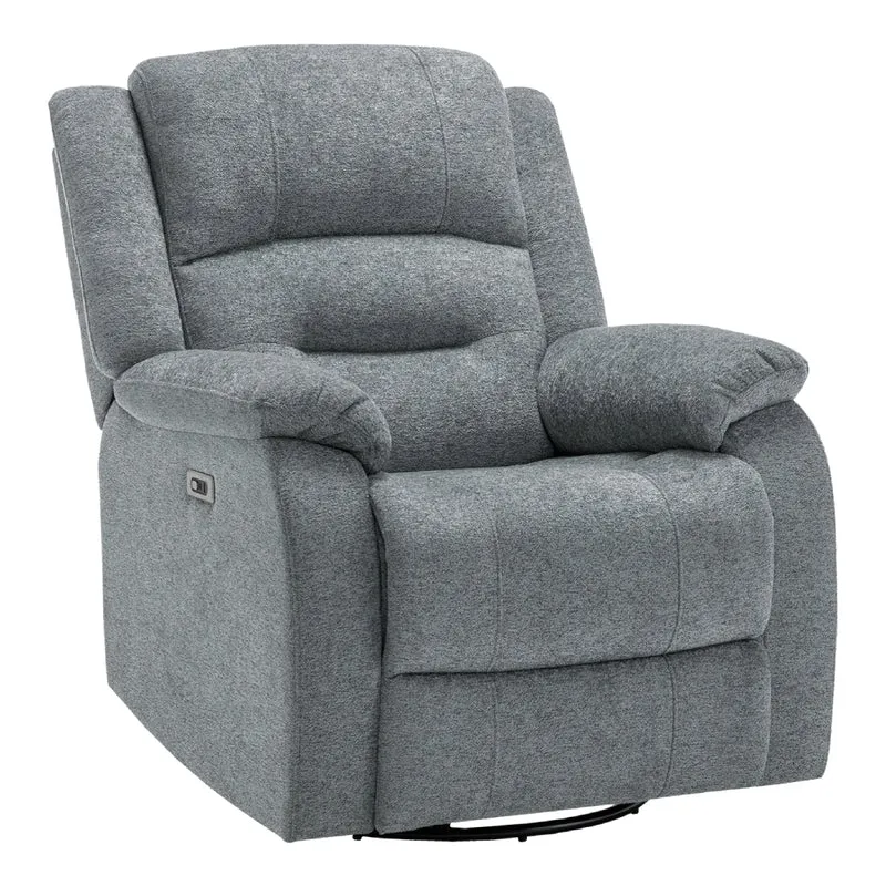 Fauteuil berçant, pivotant et motorisé en tissu avec port USB intégré