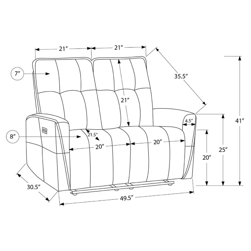 Causeuse motorisée en tissu avec ports USB intégrés