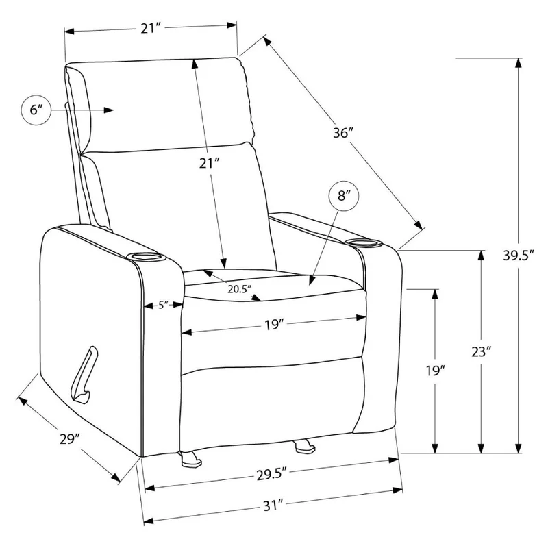 Fauteuil berçant et inclinable en tissu ou aspect cuir