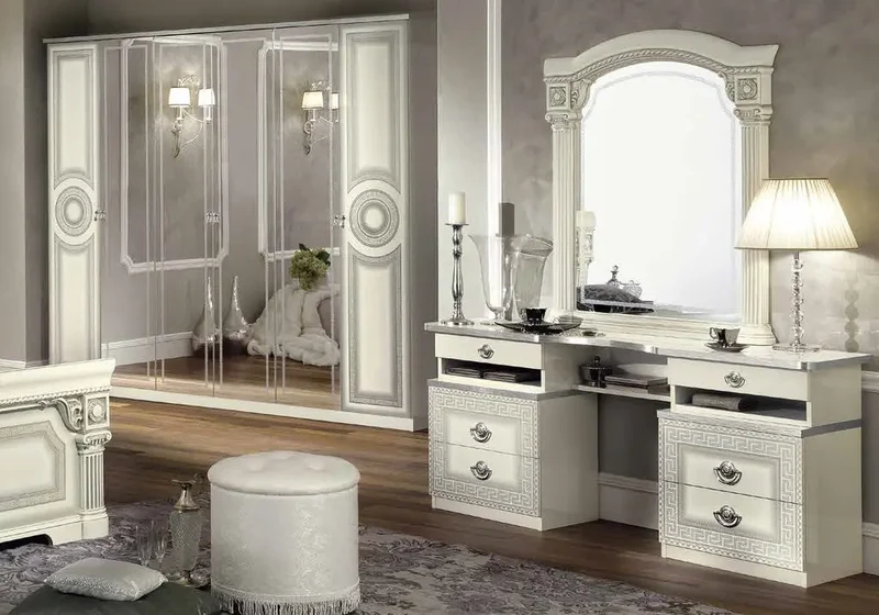 Chambre complète baroque blanc argenté versace – IMPERIA