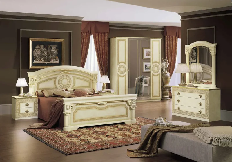 Chambre complète baroque ivoire versace – IMPERIA