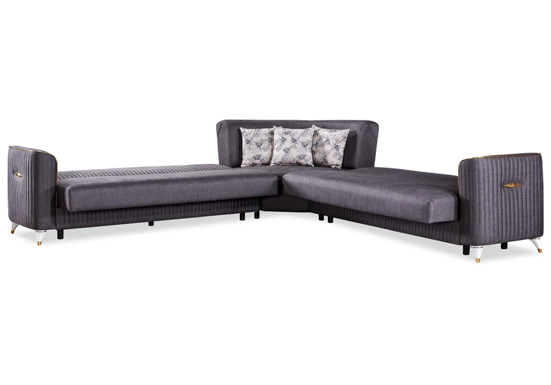 Canapé d’angle velours gris lit coffre – ZEBRA