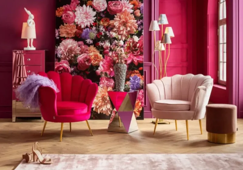 Fauteuil coquillage velours fuchsia - Nymea