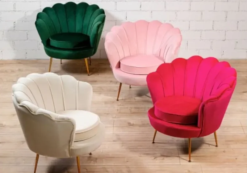 Fauteuil coquillage velours fuchsia - Nymea