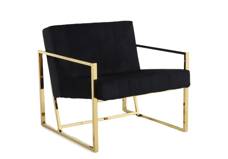 Fauteuil doré velours noir - Geva