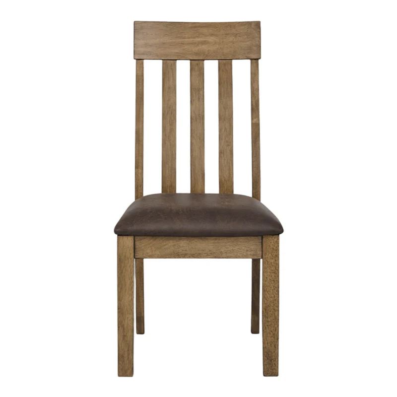 Ensemble de 2 chaises de salle à manger en bois avec assise rembourrée aspect cuir brun - Urbinforte