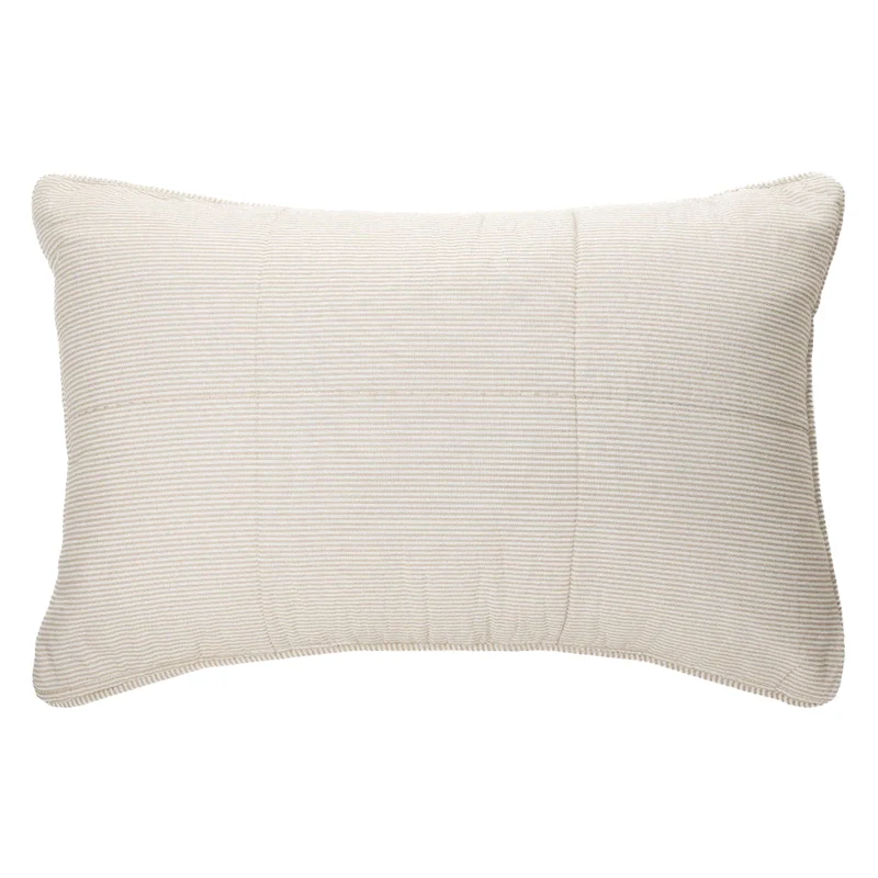 Cache-oreiller en coton rayé beige et ivoire Très grand - Tagliatelle