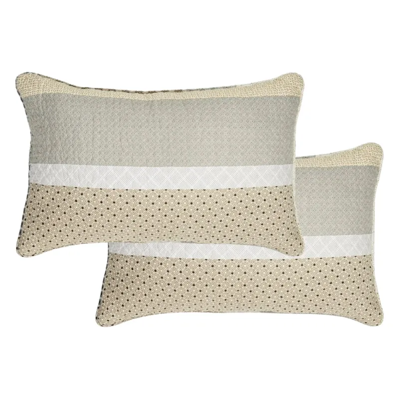Ensemble de 2 cache-oreillers en coton gris et taupe Grand - Ethan