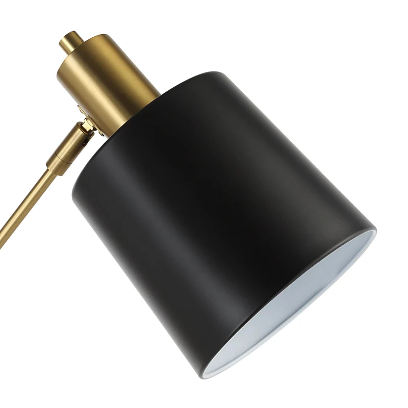Lampe sur pied à 3 lumières en fer noir mat et laiton plaqué 71 po - Meander