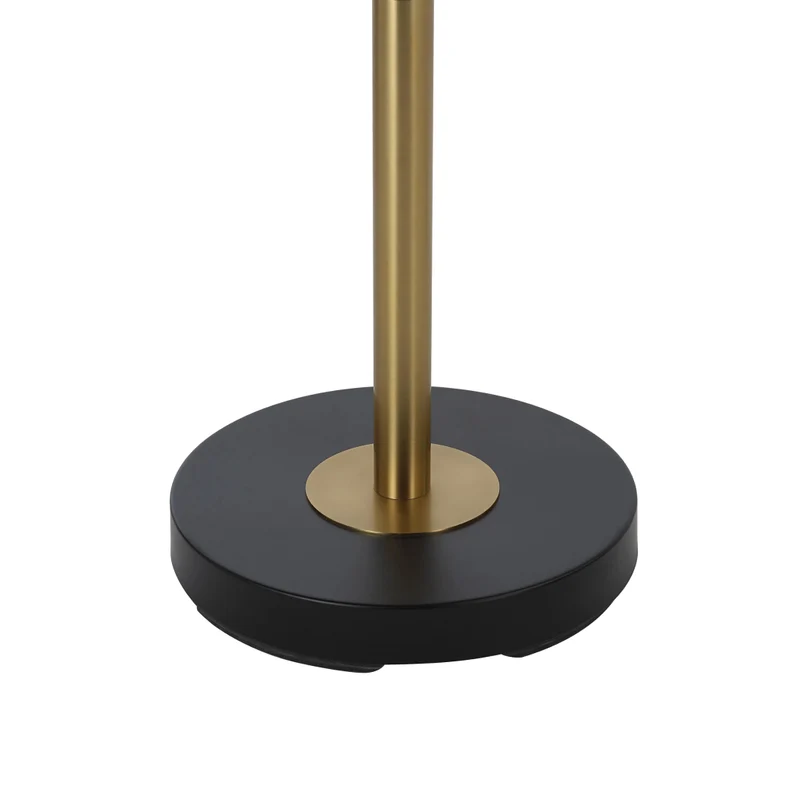 Lampe sur pied à 3 lumières en fer noir mat et laiton plaqué 71 po - Meander