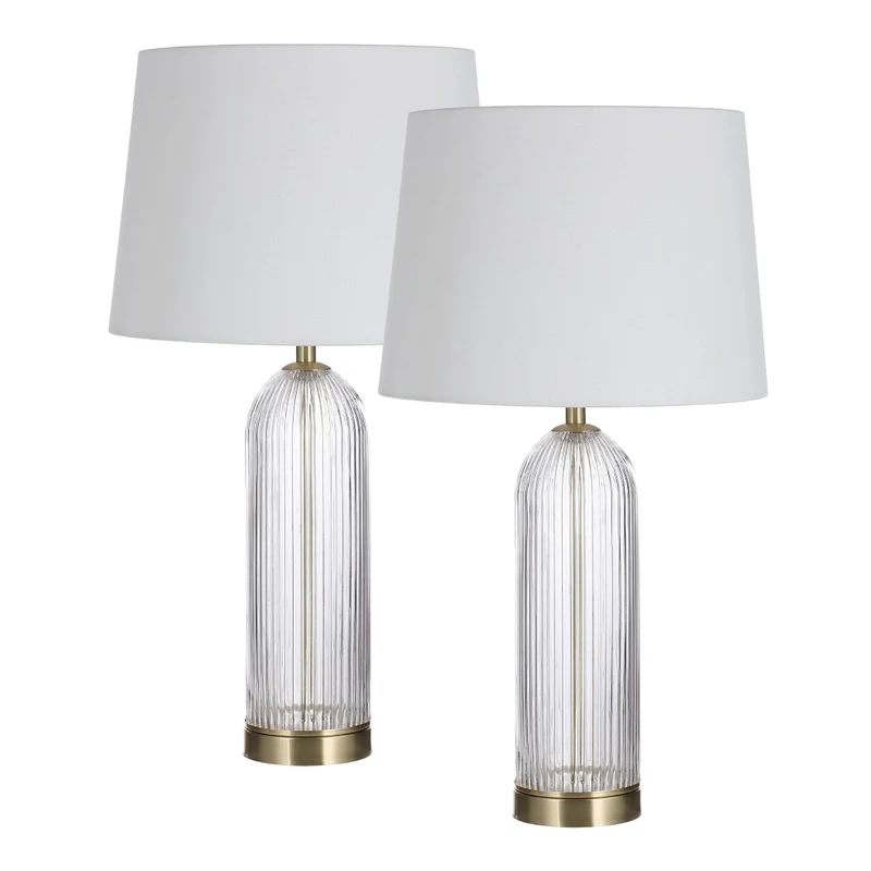 Ensemble de 2 lampes de table en verre avec accents en laiton 25 po - Ocala