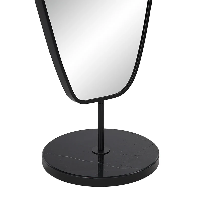 Miroir sur pied avec un cadre en fer et en marbre noir 71,5 po - Arlon