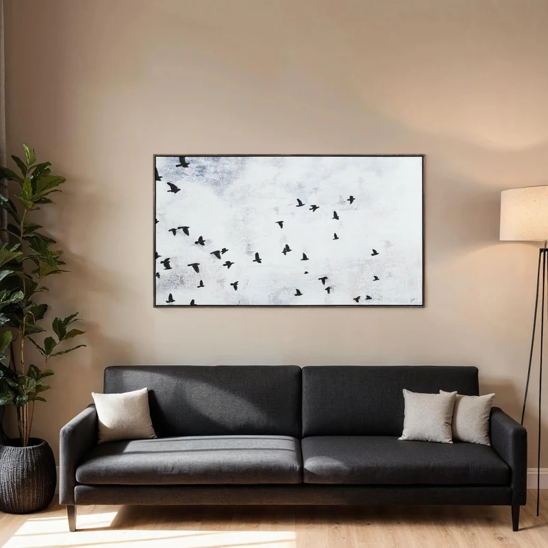 Toile 55 x 30 po avec un cadre gris - Paz