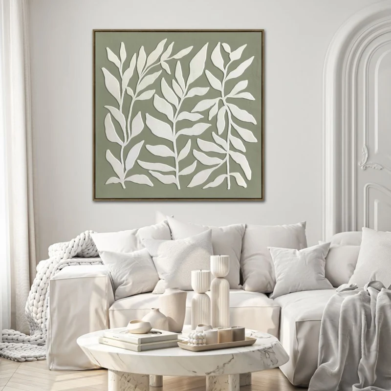 Toile 40 x 40 po avec un cadre en bois - Leafy Silhouettes