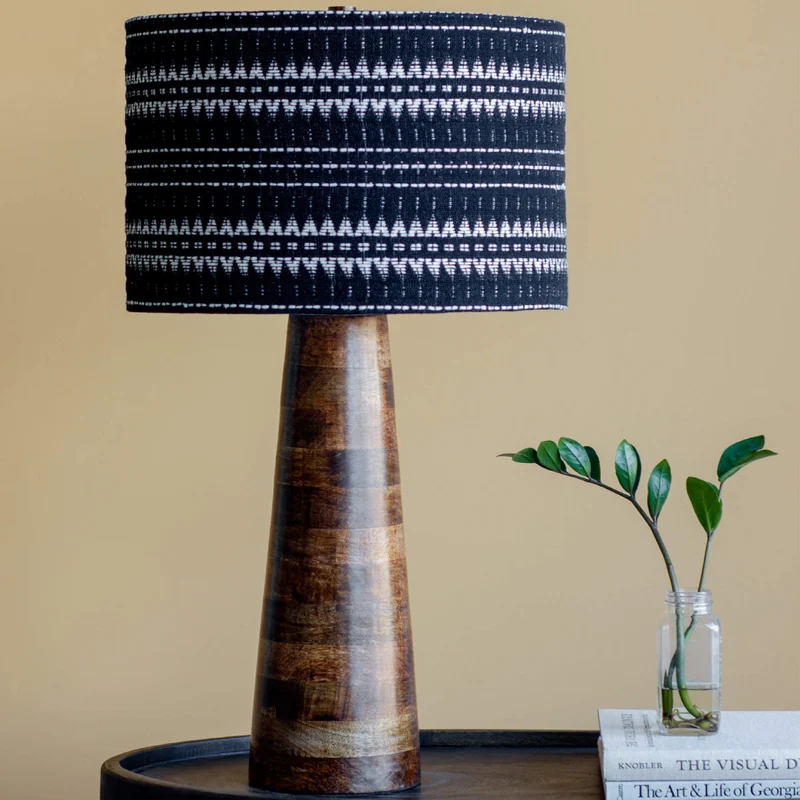 Lampe de table en bois de manguier brun noyer 30 po - Elixir