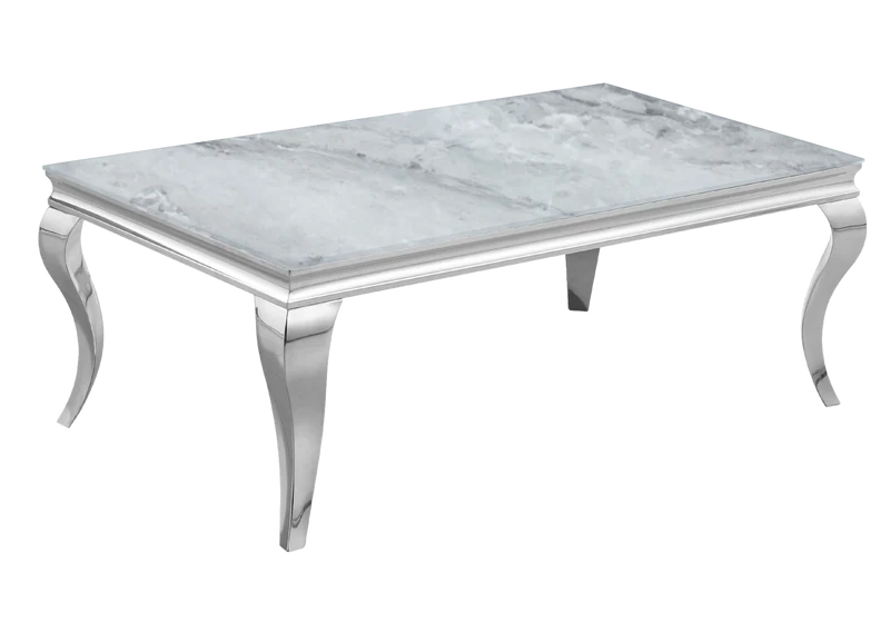 Ensemble table marbre gris et 4 chaises argent – Neo