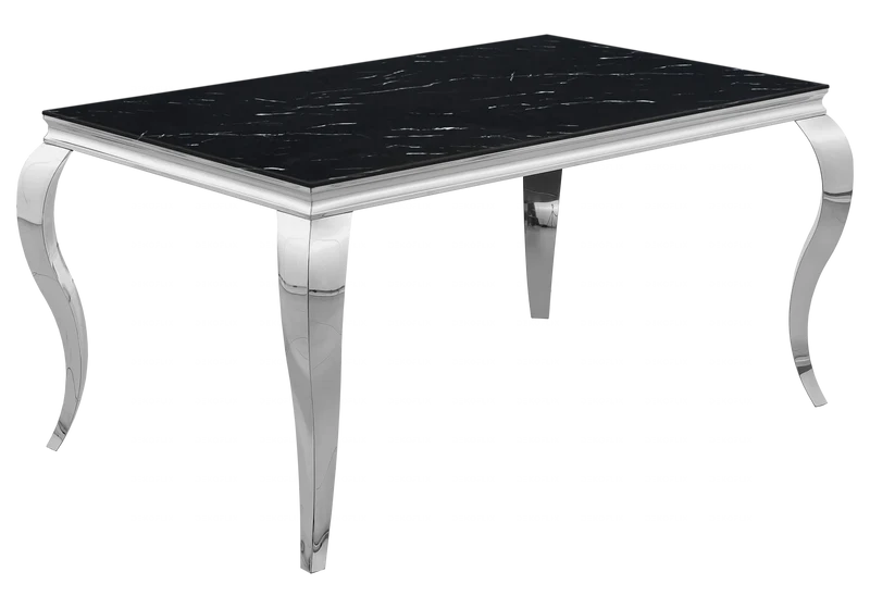 Ensemble table marbre noir et 4 chaises argent – Neo