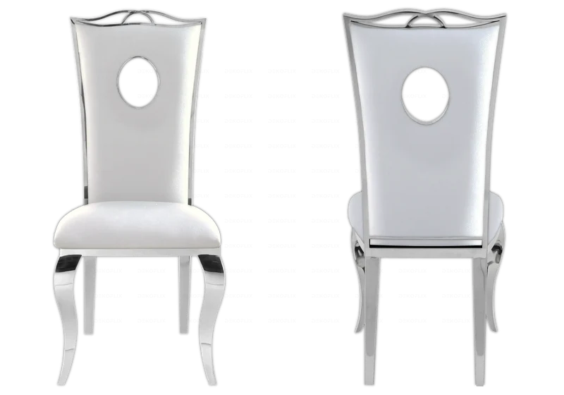 Ensemble table verre blanc et 4 chaises argent – Neo