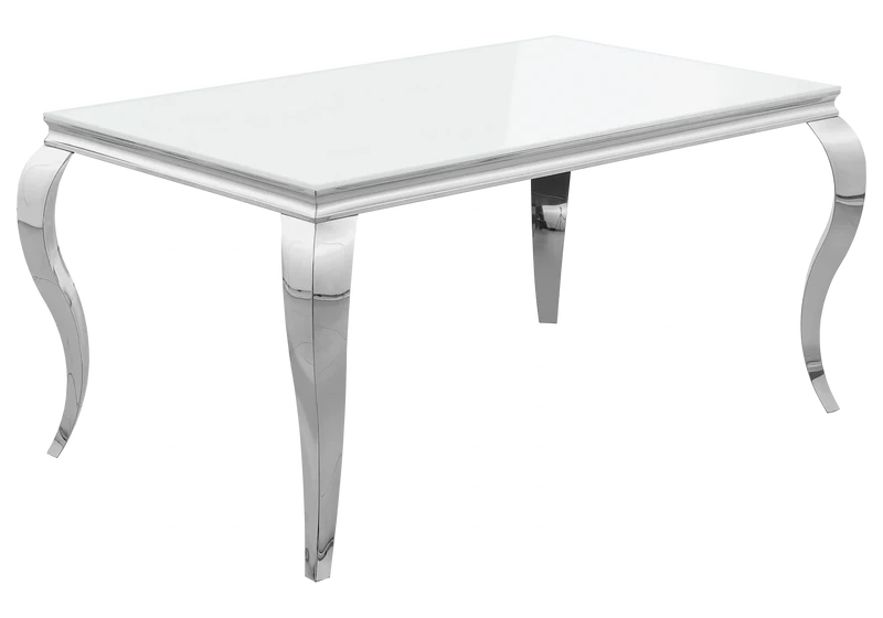 Ensemble table verre blanc et 4 chaises argent – Neo