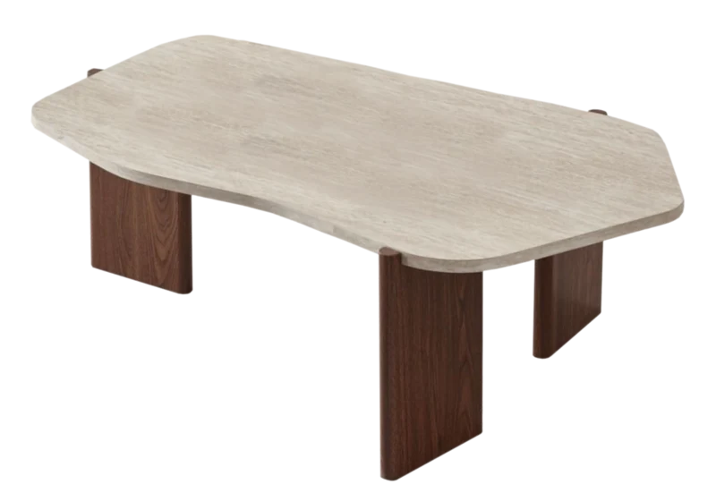 Table basse rectangulaire arrondie travertin - Zora