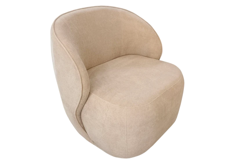 Fauteuil design pivotant velours taupe - Elsa
