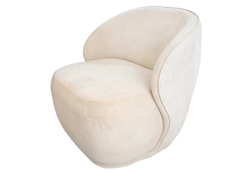 Fauteuil pivotant design en velours beige - Elsa