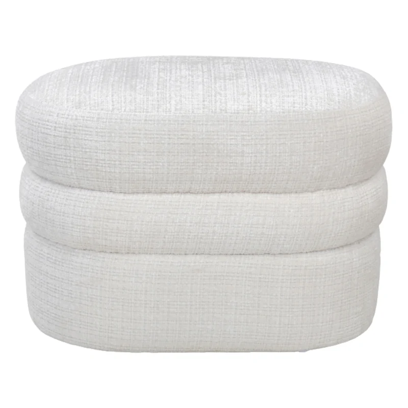 Ottoman en tissu blanc bouclé - Loft