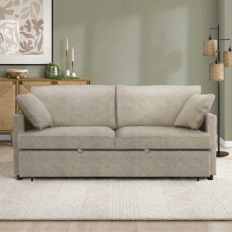 Sofa-lit en tissu beige pâle