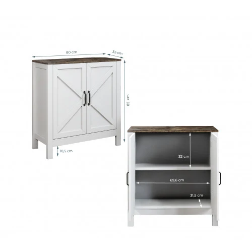 Buffet Olimpia blanc et chêne rustique 80 cm