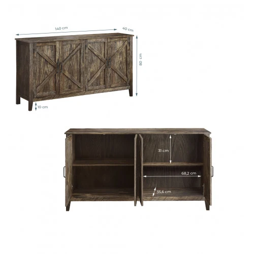 Buffet rustique en chêne Olimpia 140 cm