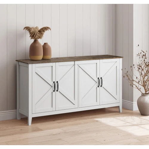 Buffet Olimpia en chêne blanc et rustique 140 cm
