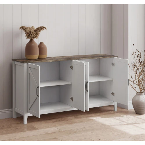 Buffet Olimpia en chêne blanc et rustique 140 cm