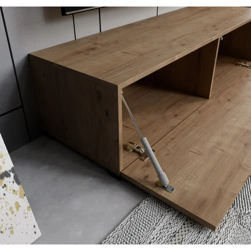 Meuble TV chêne clair avec pieds 2 cm - 120 X 30 cm - Amara M1