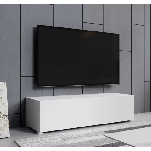 Meuble TV blanc avec pieds 2 cm - 120 X 30 cm - Amara M1