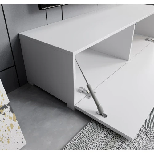 Meuble TV blanc avec pieds 2 cm - 120 X 30 cm - Amara M1