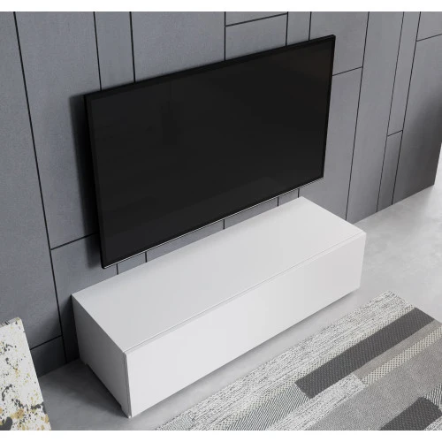 Meuble TV blanc avec pieds 2 cm - 120 X 30 cm - Amara M1
